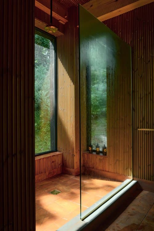 Bi-fold glass doors opening the living space to the deck