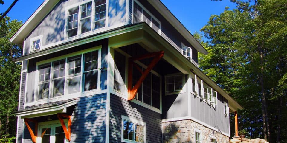 Exterior view of the screened porch wing