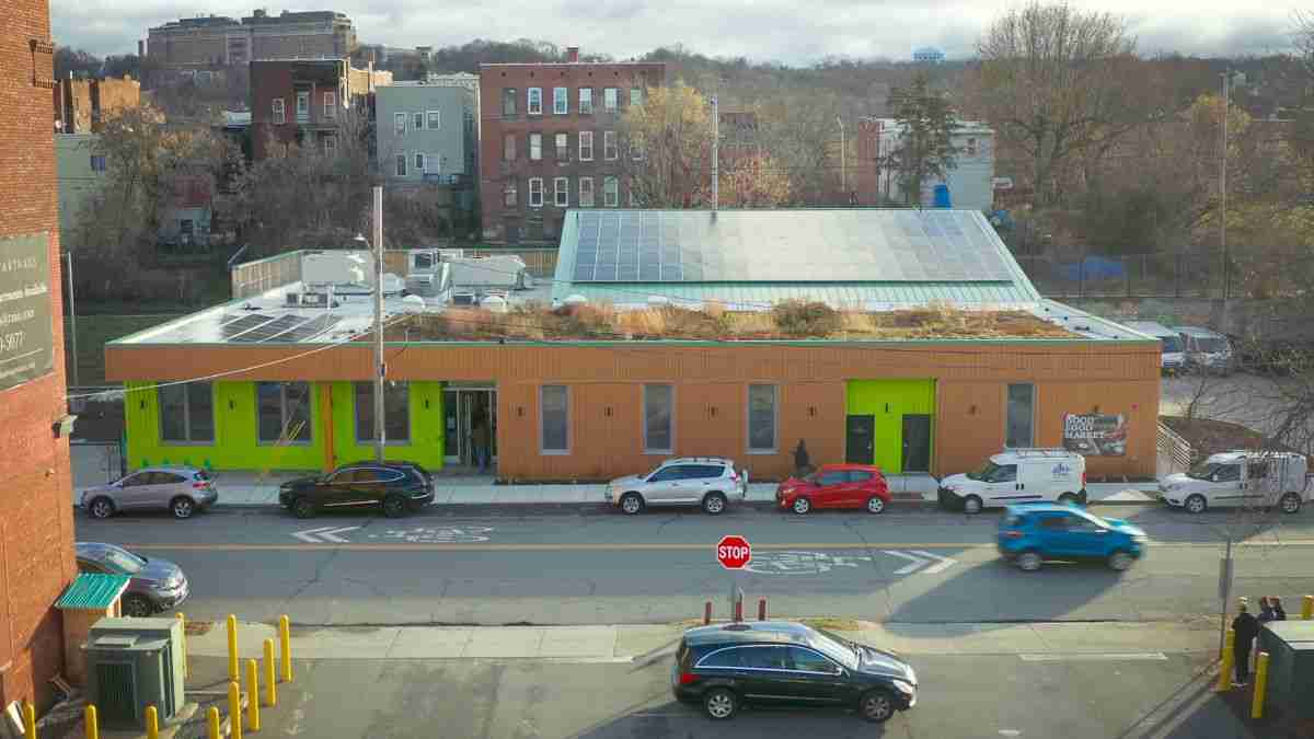 Street-facing entry of the Urban Grow Center