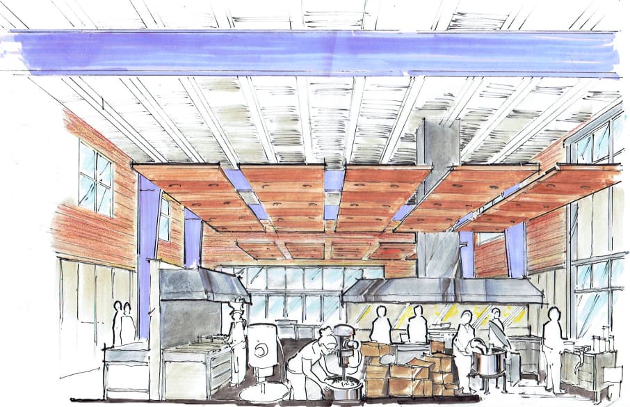 Commercial teaching kitchen designed by LEAP Architecture