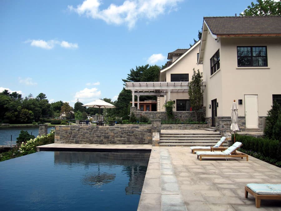 Pool set into the terraced waterfront landscape