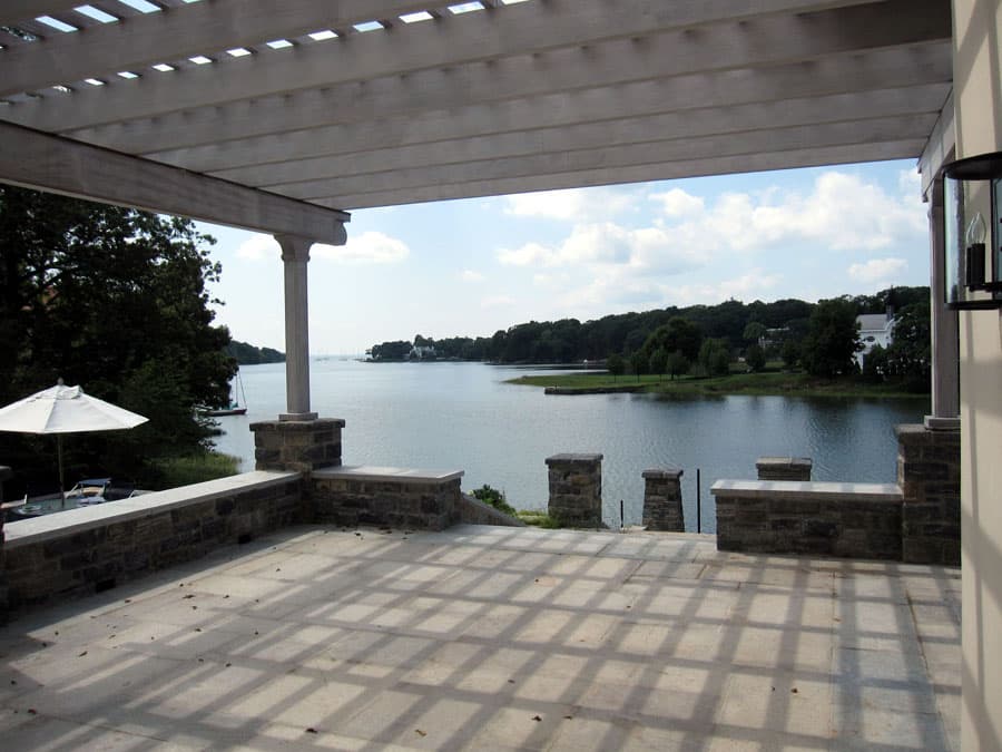 Stone terrace overlooking the water