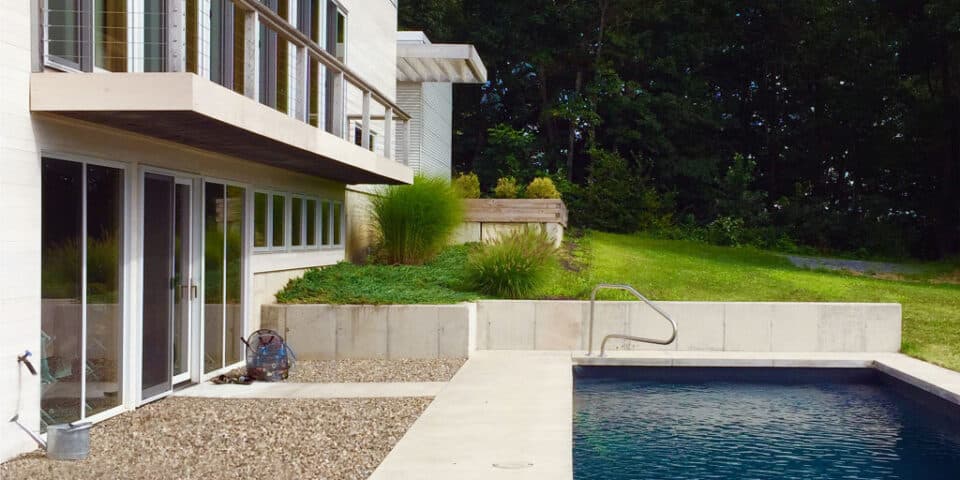 Pool terrace with modern landscape
